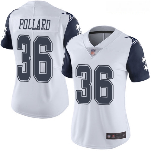 Cowboys #36 Tony Pollard White Women Stitched Football Limited Rush Jersey