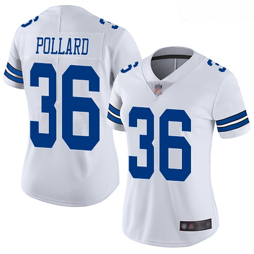 Cowboys #36 Tony Pollard White Women Stitched Football Vapor Unt