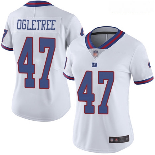 Giants #47 Alec Ogletree White Women Stitched Football Limited Rush Jersey