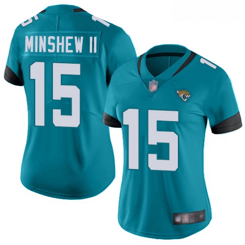 Jaguars #15 Gardner Minshew II Teal Green Alternate Women Stitched Football Vapor Untouchable Limite