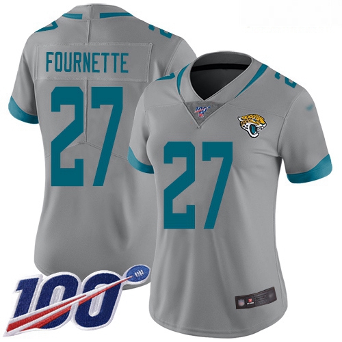 Jaguars #27 Leonard Fournette Silver Women Stitched Football Limited Inverted Legend 100th Season Je