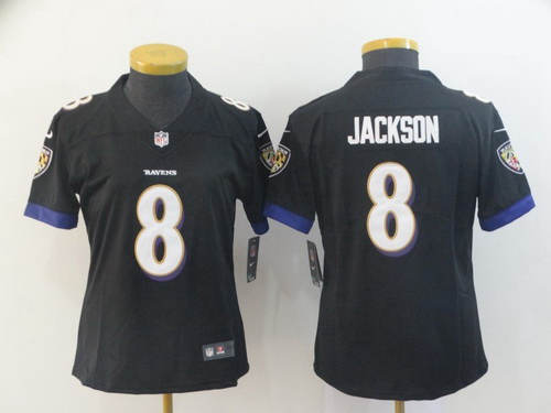 Nike Ravens 8 LaMar Jackson Black Women Vapor Untouchable Limited Jersey