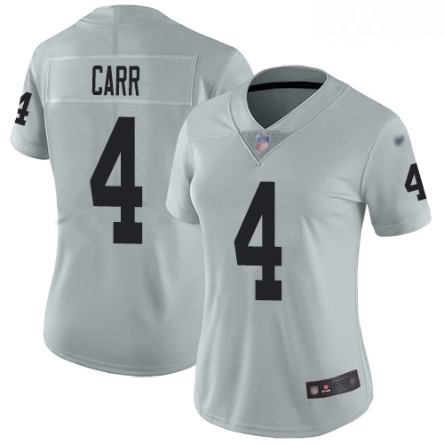 Raiders #4 Derek Carr Silver Women Stitched Football Limited Inv