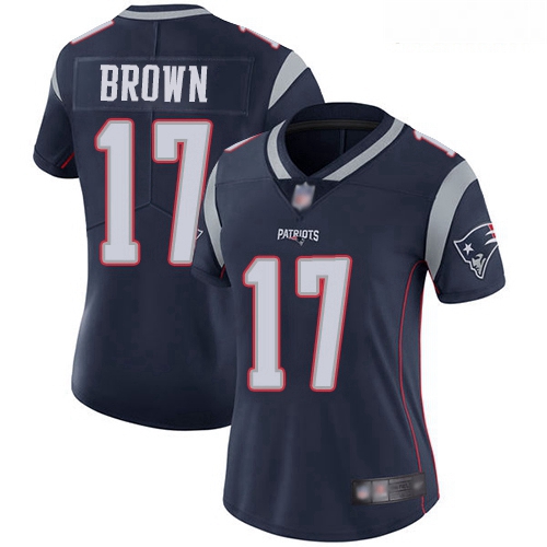 Patriots #17 Antonio Brown Navy Blue Team Color Women Stitched Football Vapor Untouchable Limited Je