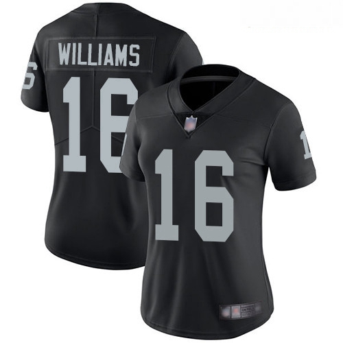 Raiders #16 Tyrell Williams Black Team Color Women Stitched Foot