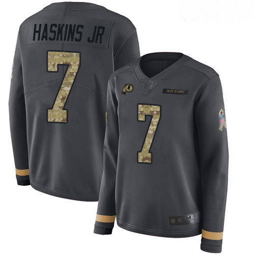 Redskins #7 Dwayne Haskins Jr Anthracite Salute to Service Women