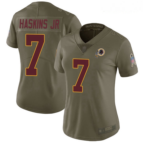 Redskins #7 Dwayne Haskins Jr Olive Women Stitched Football Limi
