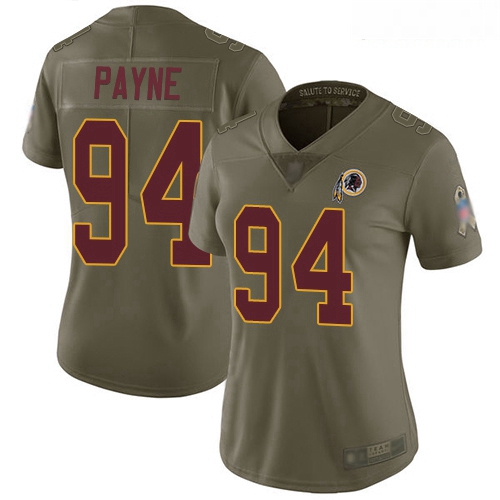Redskins #94 Da 27Ron Payne Olive Women Stitched Football Limite