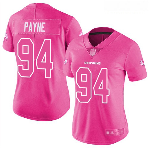 Redskins #94 Da 27Ron Payne Pink Women Stitched Football Limited