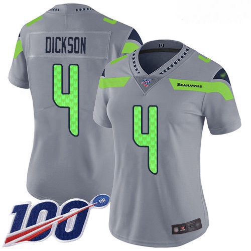 Seahawks #4 Michael Dickson Silver Women Stitched Football Limited Inverted Legend 100th Season Jers