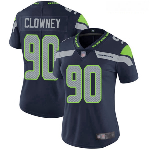 Seahawks #90 Jadeveon Clowney Steel Blue Team Color Women Stitched Football Vapor Untouchable Limite