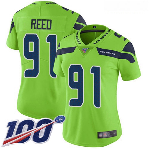 Seahawks #91 Jarran Reed Green Women Stitched Football Limited R