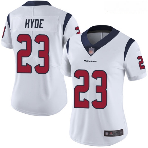 Texans #23 Carlos Hyde White Women Stitched Football Vapor Untou