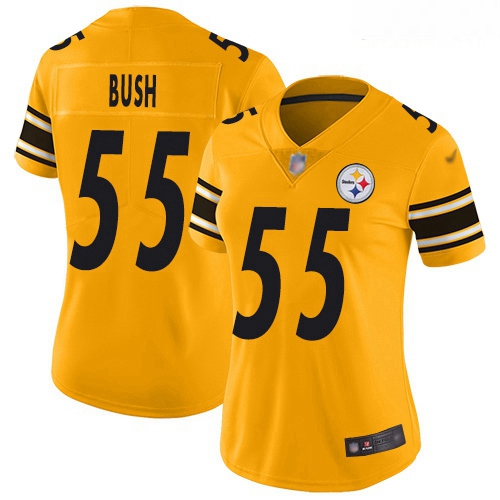 Steelers #55 Devin Bush Gold Women Stitched Football Limited Inv