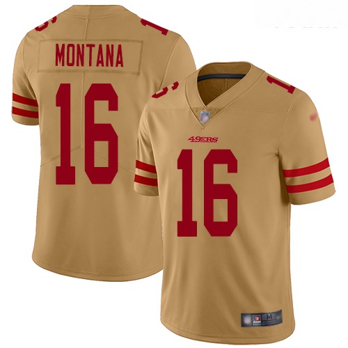 49ers #16 Joe Montana Gold Youth Stitched Football Limited Inver
