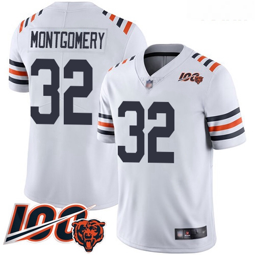 Bears #32 David Montgomery White Alternate Youth Stitched Football Vapor Untouchable Limited 100th S