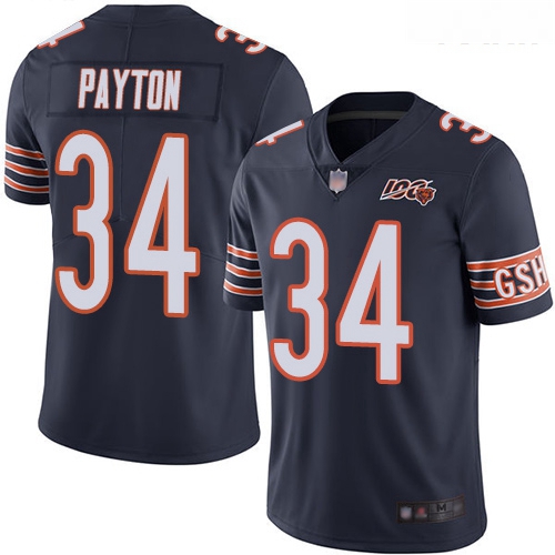 Bears #34 Walter Payton Navy Blue Team Color Youth Stitched Football 100th Season Vapor Limited Jers