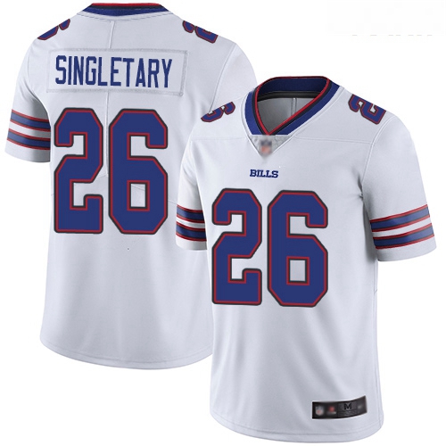 Bills #26 Devin Singletary White Youth Stitched Football Vapor U