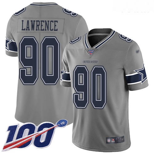 Cowboys #90 Demarcus Lawrence Gray Youth Stitched Football Limited Inverted Legend 100th Season Jers