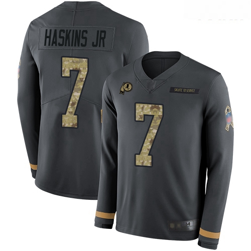 Redskins #7 Dwayne Haskins Jr Anthracite Salute to Service Youth Stitched Football Limited Therma Lo