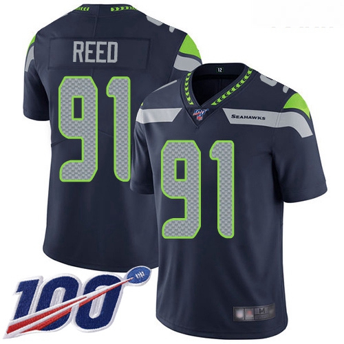 Seahawks #91 Jarran Reed Steel Blue Team Color Youth Stitched Football 100th Season Vapor Limited Je