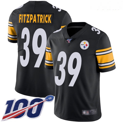 Steelers #39 Minkah Fitzpatrick Black Team Color Youth Stitched Football 100th Season Vapor Limited 