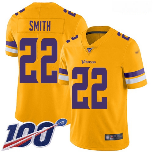 Vikings #22 Harrison Smith Gold Youth Stitched Football Limited 