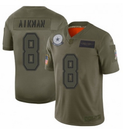 Men Dallas Cowboys 8 Troy Aikman Limited Camo 2019 Salute to Ser