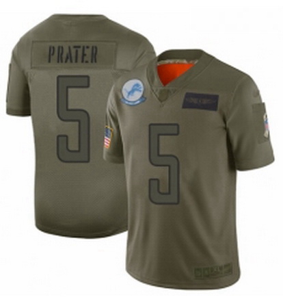 Men Detroit Lions 5 Matt Prater Limited Camo 2019 Salute to Service Football Jersey