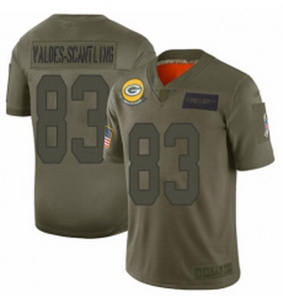 Men Green Bay Packers 83 Marquez Valdes Scantling Limited Camo 2019 Salute to Service Football Jerse