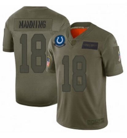 Men Indianapolis Colts 18 Peyton Manning Limited Camo 2019 Salut