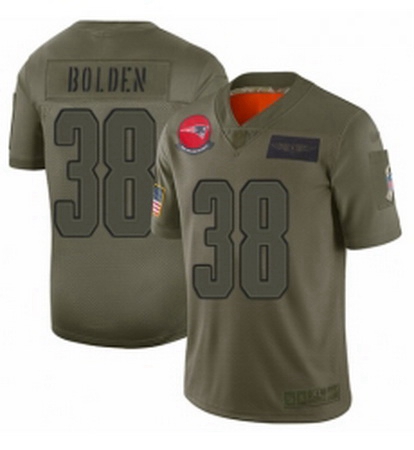 Men New England Patriots 38 Brandon Bolden Limited Camo 2019 Salute to Service Football Jersey