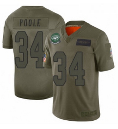 Men New York Jets 34 Brian Poole Limited Camo 2019 Salute to Ser