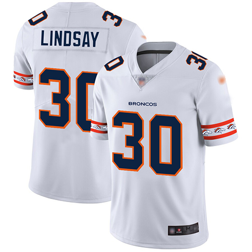 Broncos 30 Phillip Lindsay White Mens Stitched Football Limited Team Logo Fashion Jersey