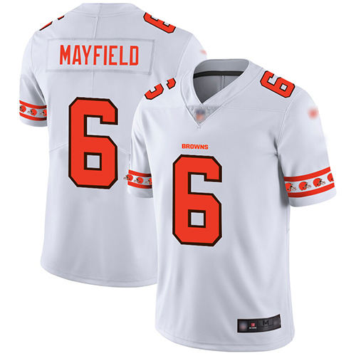 Browns 6 Baker Mayfield White Mens Stitched Football Limited Team Logo Fashion Jersey