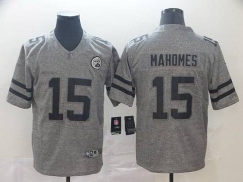 Chiefs 15 Patrick Mahomes Gray Mens Stitched Football Limited Gridiron Gray Jersey