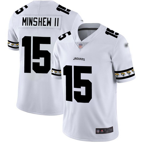 Jaguars 15 Gardner Minshew II White Mens Stitched Football Limited Team Logo Fashion Jersey