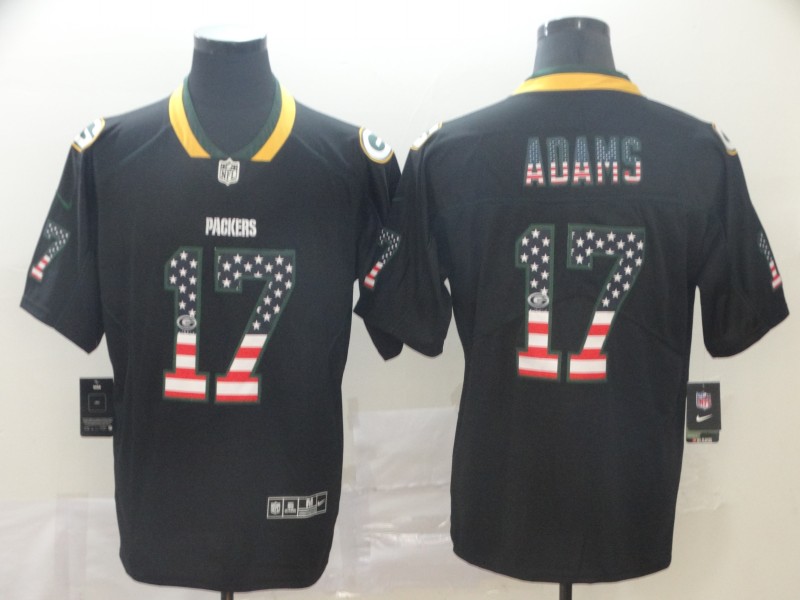 Packers 17 Davante Adams Black USA Flag Fashion Limited Jersey