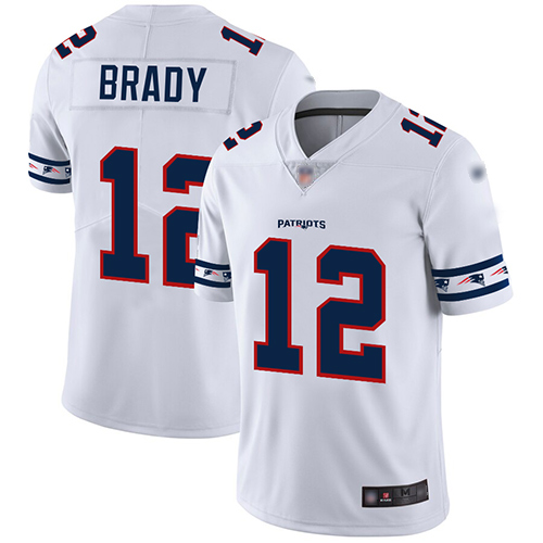 Patriots 12 Tom Brady White Mens Stitched Football Limited Team Logo Fashion Jersey