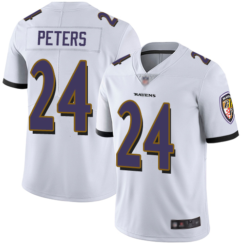 Ravens 24 Marcus Peters White Mens Stitched Football Vapor Untouchable Limited Jersey