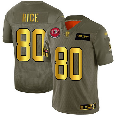 49ers 80 Jerry Rice Camo Gold Men Stitched Football Limited 2019 Salute To Service Jersey