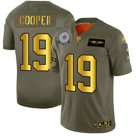 Cowboys 19 Amari Cooper Camo Gold Men Stitched Football Limited 2019 Salute To Service Jersey