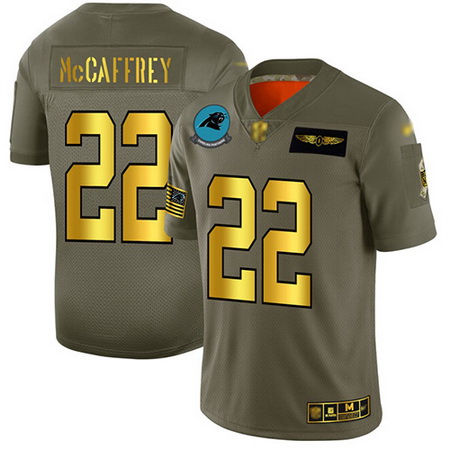 Panthers 22 Christian McCaffrey Camo Gold Men Stitched Football Limited 2019 Salute To Service Jerse