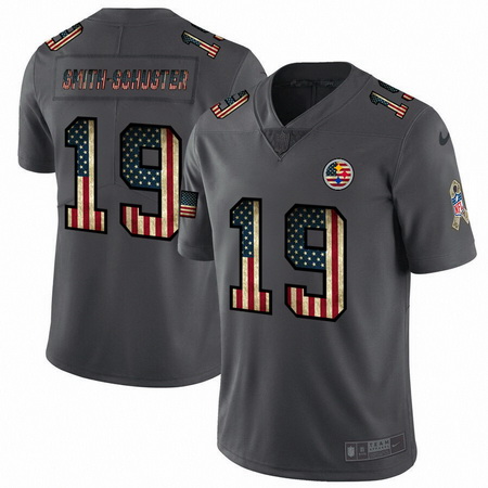 Nike Steelers 19 JuJu Smith Schuster 2019 Salute To Service USA Flag Fashion Limited Jersey