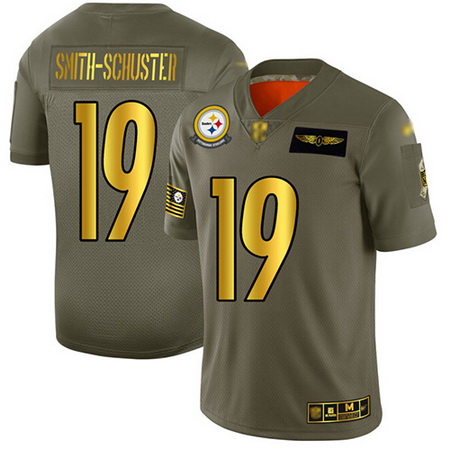 Steelers 19 JuJu Smith Schuster Camo Gold Men Stitched Football Limited 2019 Salute To Service Jerse