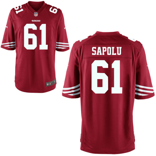 Men Nike 49ers Jesse Sapolu 61 Stitched Red NFL Jersey