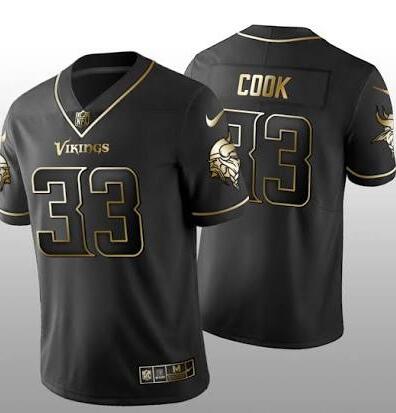 Women Vikings 33 Black Gold Jersery