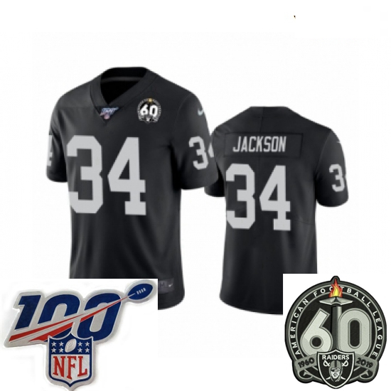 Youth Oakland Raiders #34 Bo Jackson Black 60th Anniversary Vapor Untouchable Limited Player 100th S