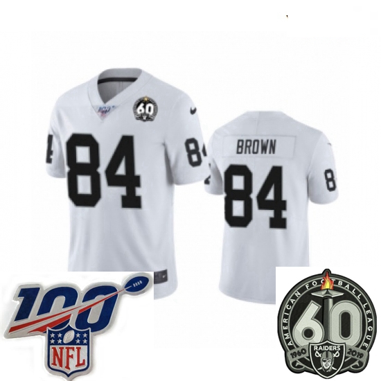 Youth Oakland Raiders #84 Antonio Brown White 60th Anniversary Vapor Untouchable Limited Player 100t