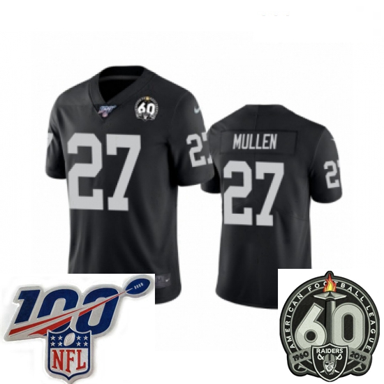 Women Oakland Raiders #27 Trayvon Mullen Black 60th Anniversary Vapor Untouchable Limited Player 100